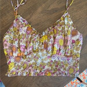 Patrons of Peace Pink & Yellow Floral Smocked Cami